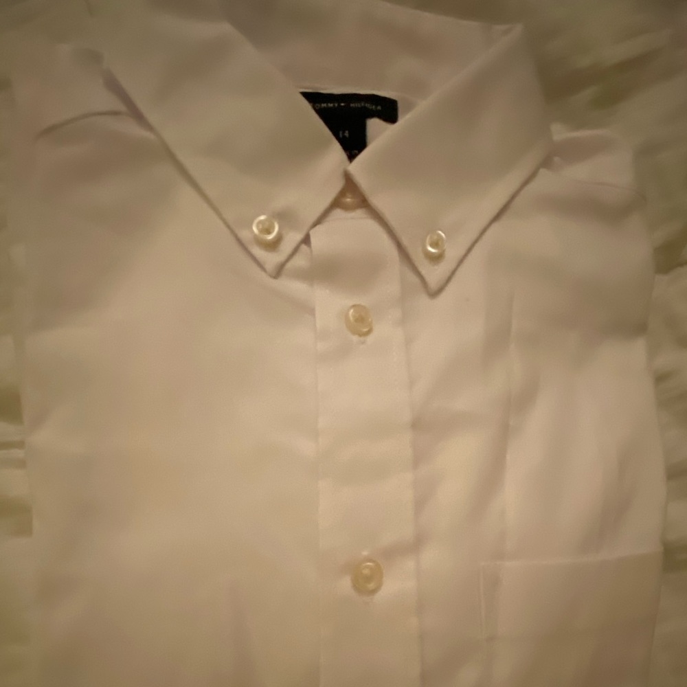 Tommy Hilfiger Boys pinpoint Oxford White 14